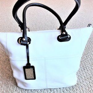 Tignanello White / Black Leather Tote